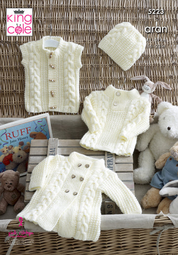 Coat, Sweater, Gilet & Hat in King Cole Comfort Aran - 5223 - Leaflet