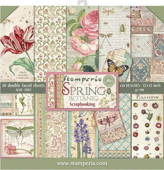 Stamperia Intl Stamperia Double-Sided Paper Pad 12"X12" 10/Pkg - Spring Botanic, 10 Designs/1 Each