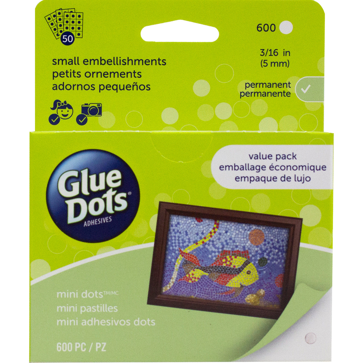 Glue Dots .1875" Mini Dot Sheets Value Pack - 600 Clear Dots