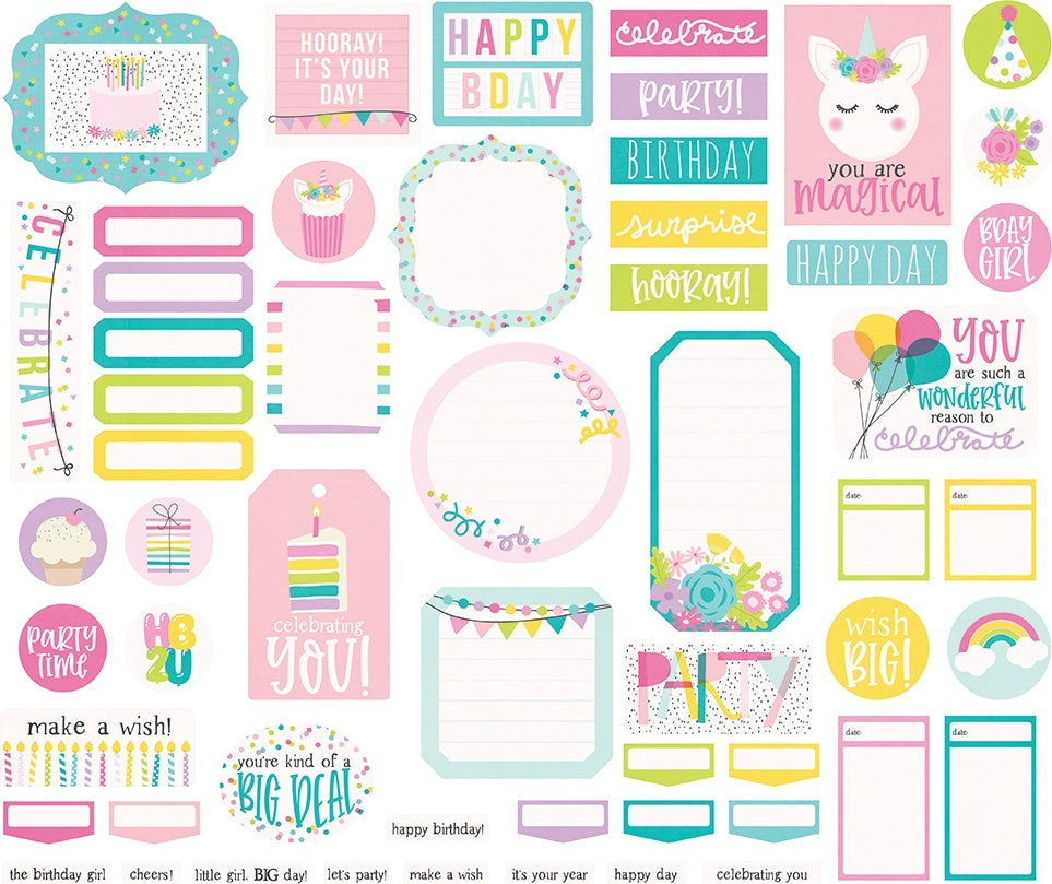 Simple Stories Magical Birthday Bits & Pieces Die-Cuts 57/Pkg - Journal