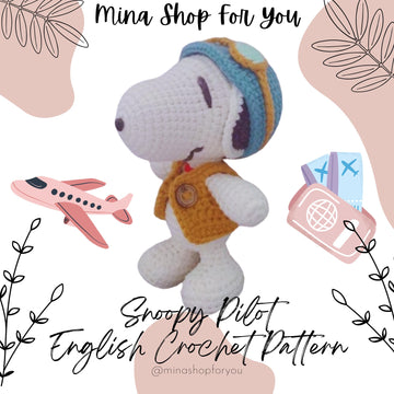 Snoopy Pilot Crochet Pattern: Amigurumi Toy (English PDF Pattern)