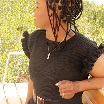 Ruffle Sleeve Crochet Top