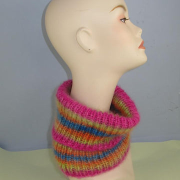 Angel Print Mohair Turtle Neck Rib Cowl