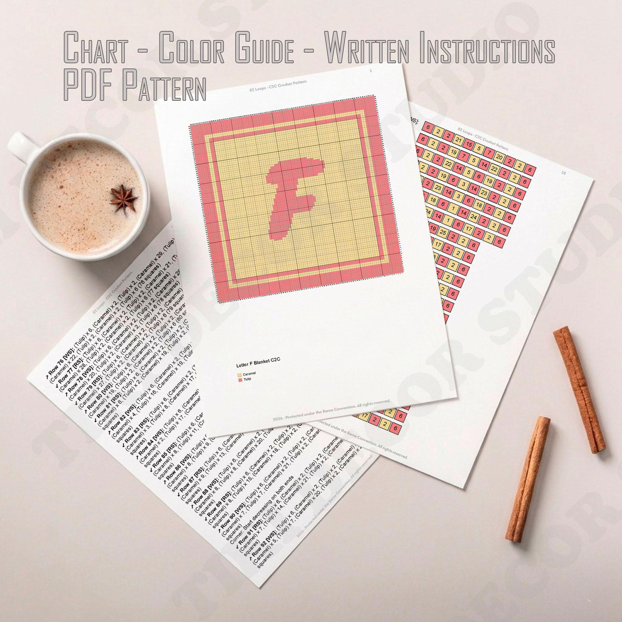Initial Name Letter F | C2C crochet baby blanket pattern