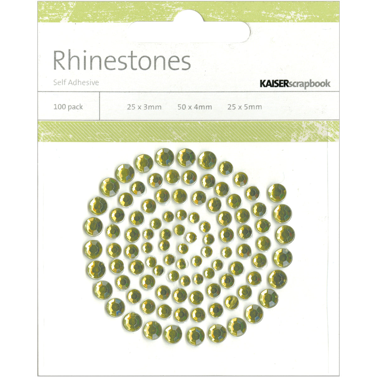 Kaisercraft Adhesive Rhinestones 100/Pkg - Split Pea
