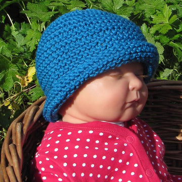 Baby Simple Garter Stitch Roll Brim Beanie Hat