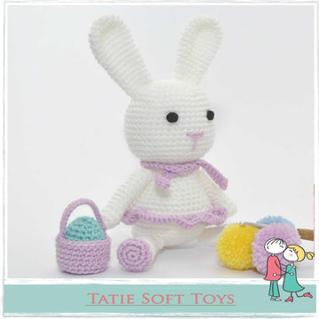 Baby Easter Pink Bunny With A Basket And A Little Egg Pattern Amigurumi Crochet Soft Toy Set