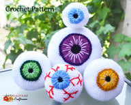 Crochet eyeballs. Creepy eyes. Halloween spooky eyes. Eyeball with blood vessels