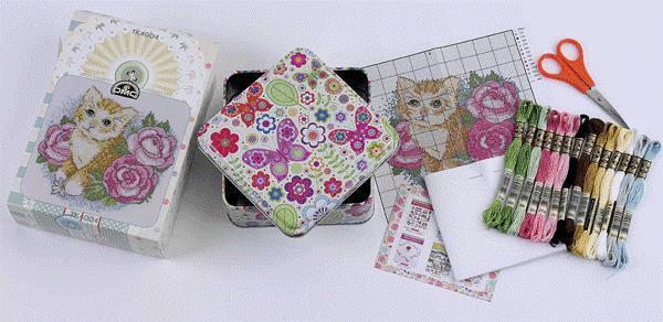 Creative World Of Crafts By The Seaside Cross Stitch Kit (with Sewing Tin) - 25cm x 25cm