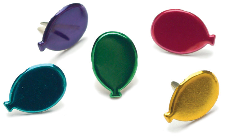 Creative Impressions Painted Metal Paper Fasteners 50/Pkg - Balloons - Metallic