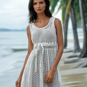 Crochet Beach Cover-Up - Boho Sleeveless Dress
