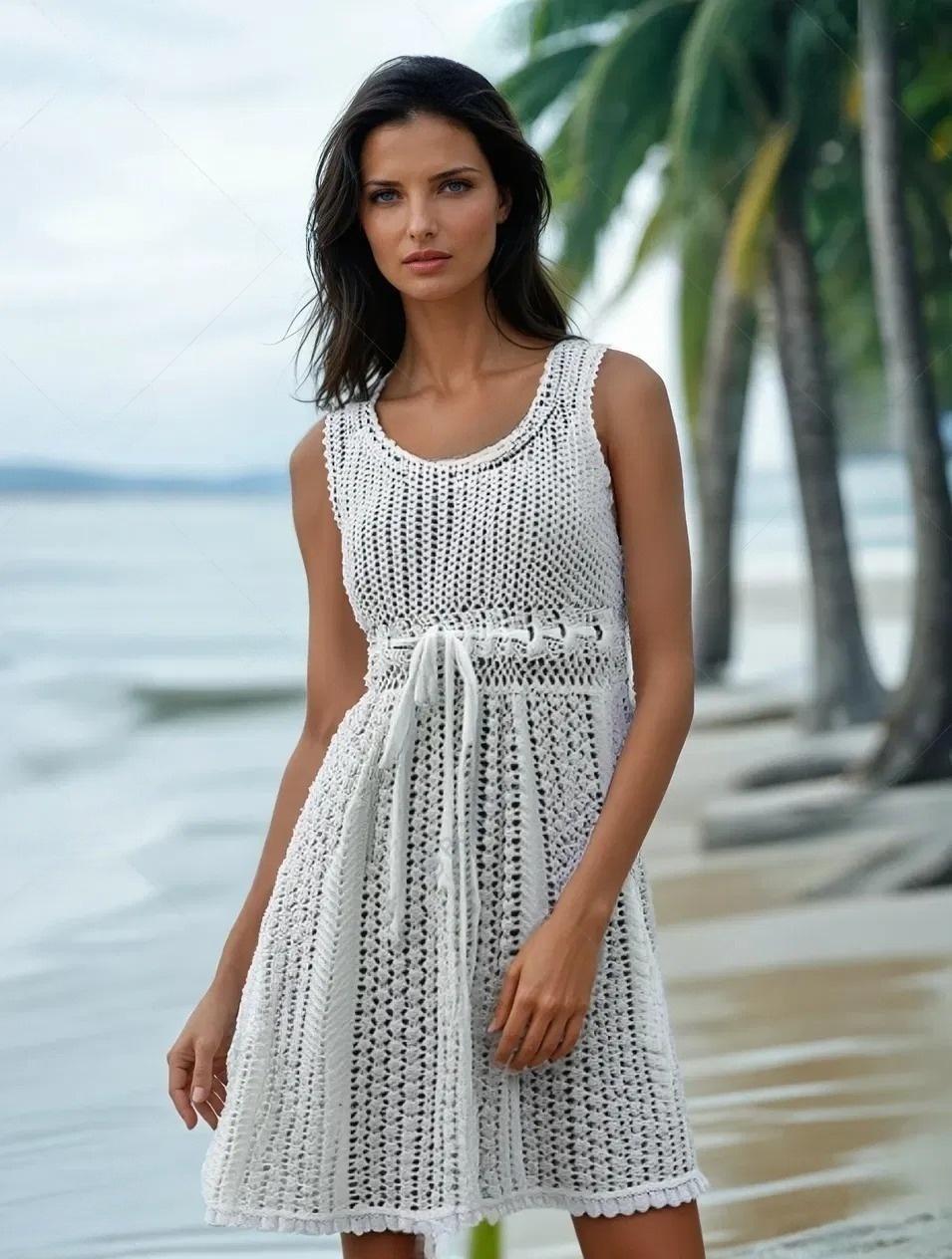 Crochet Beach Cover-Up - Boho Sleeveless Dress