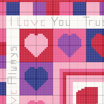 Love Needlepoint or Cross Stitch Sampler Square