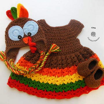 Turkey Baby Hat and Dress Outfit
