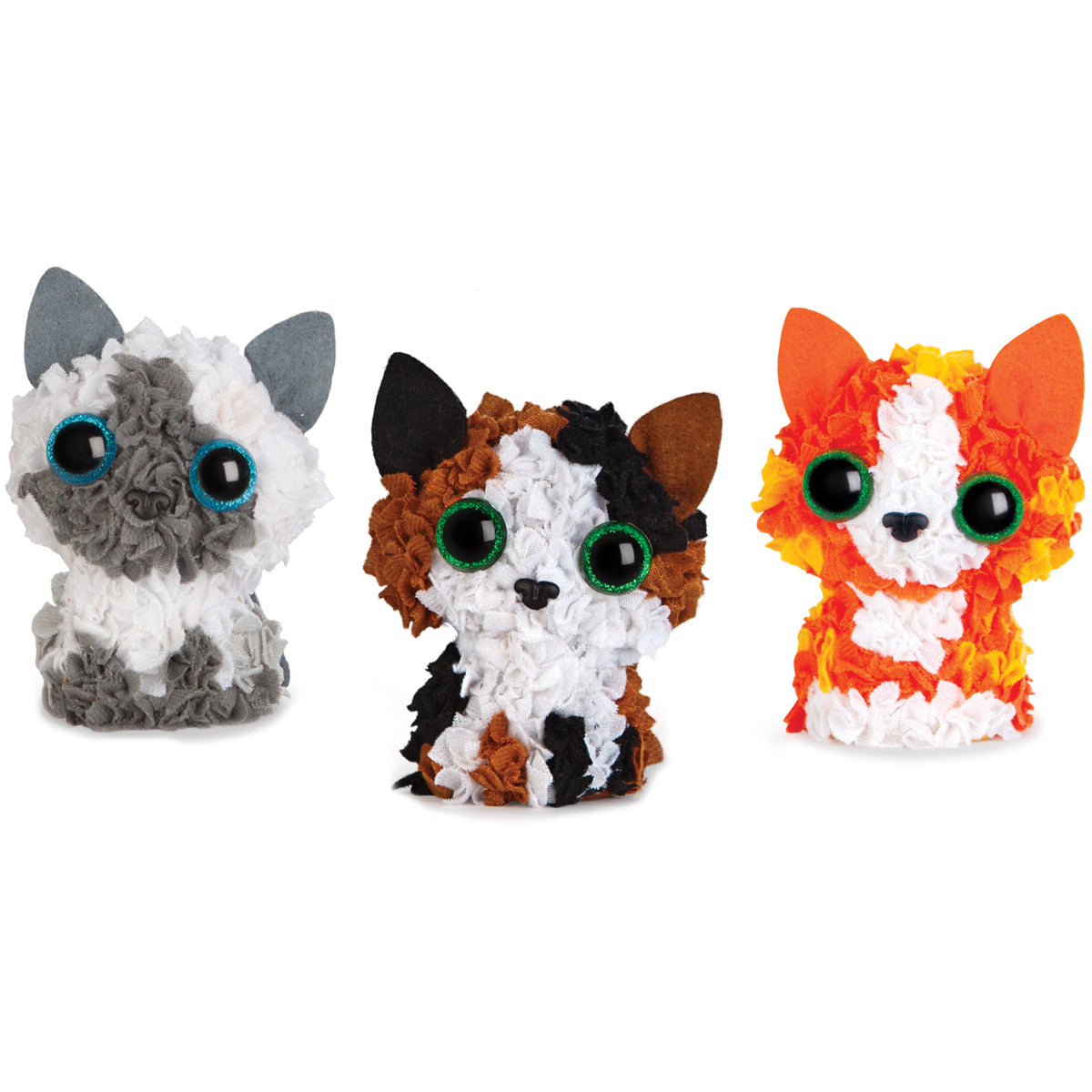 Orb Factory Plush Craft Fabric Fun Kit Kitten Club 3/Pkg - Kittens