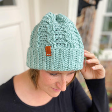 Neo Mint Crochet Cable Hat