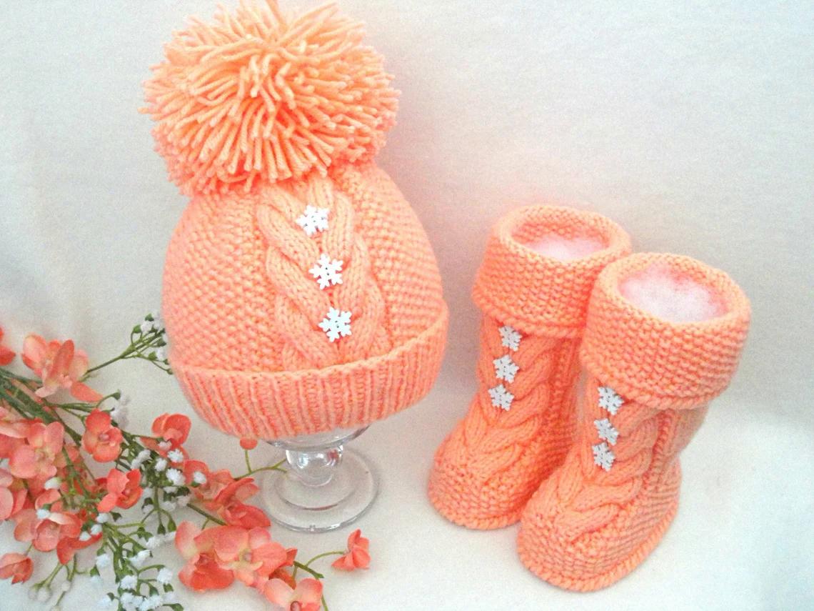 Knitting PATTERN Baby Beanie Baby Shoes