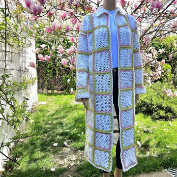 Maxi coat with granny squares