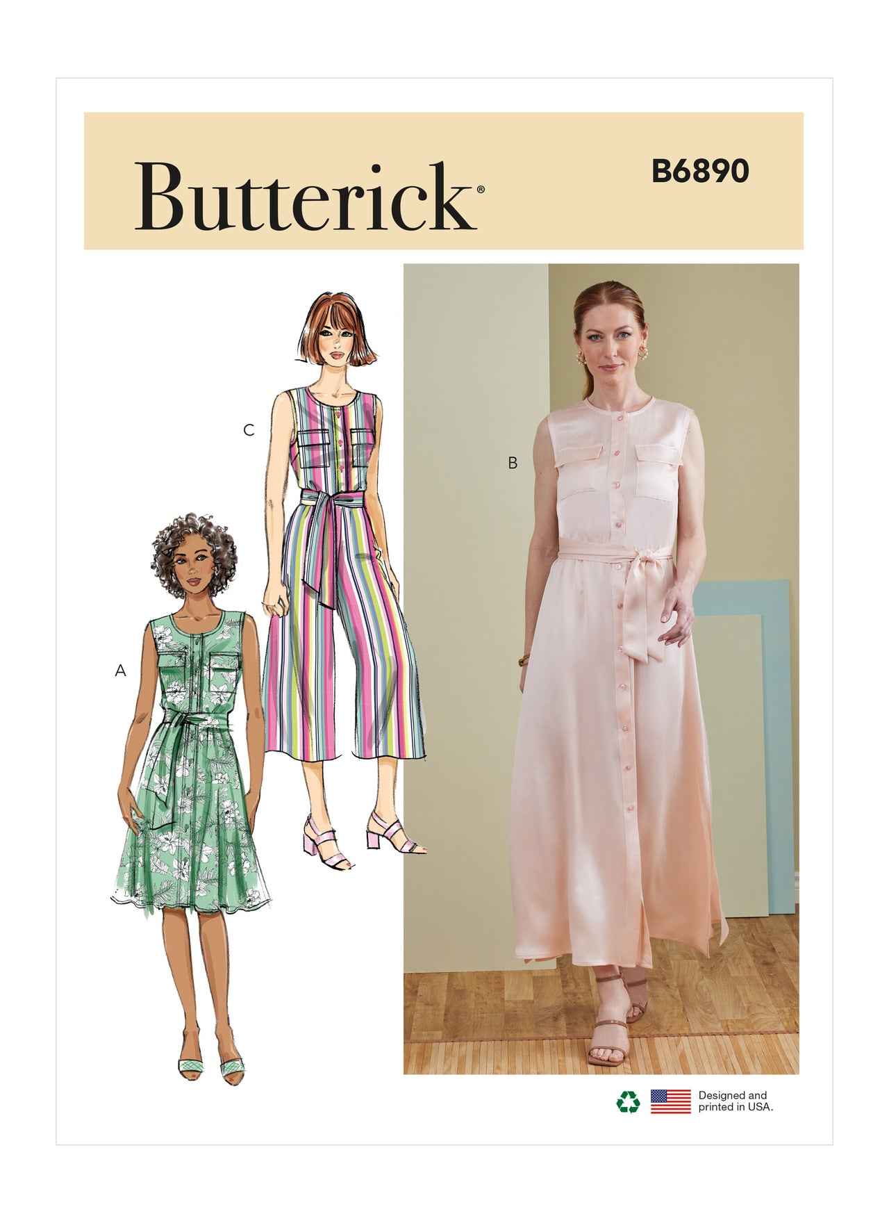 Butterick Misses' Dress, Jumpsuit and Sash B6890 - Sewing Pattern