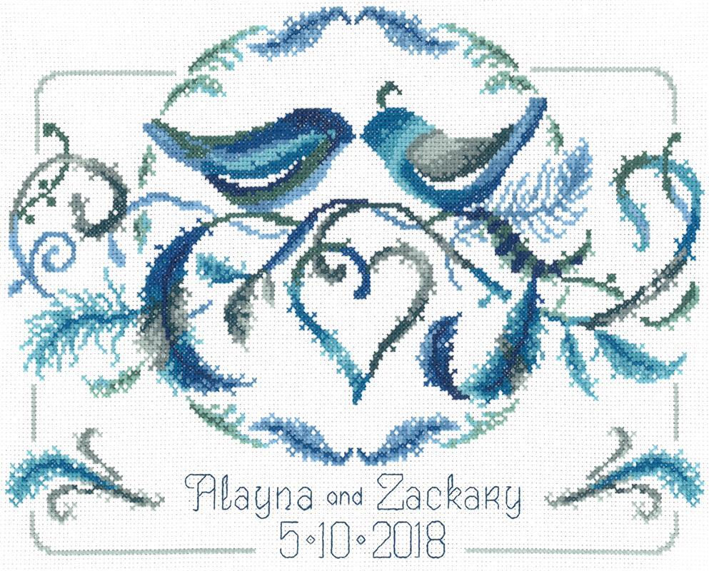 Imaginating Love Birds Wedding Cross Stitch Chart - Leaflet