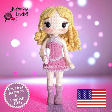 Sabrina Carpenter Inspired Crochet Doll Pattern | Poseable Amigurumi Doll 22 cm | Short n’ Sweet Tour Juno Outfit | PDF Crochet Pattern