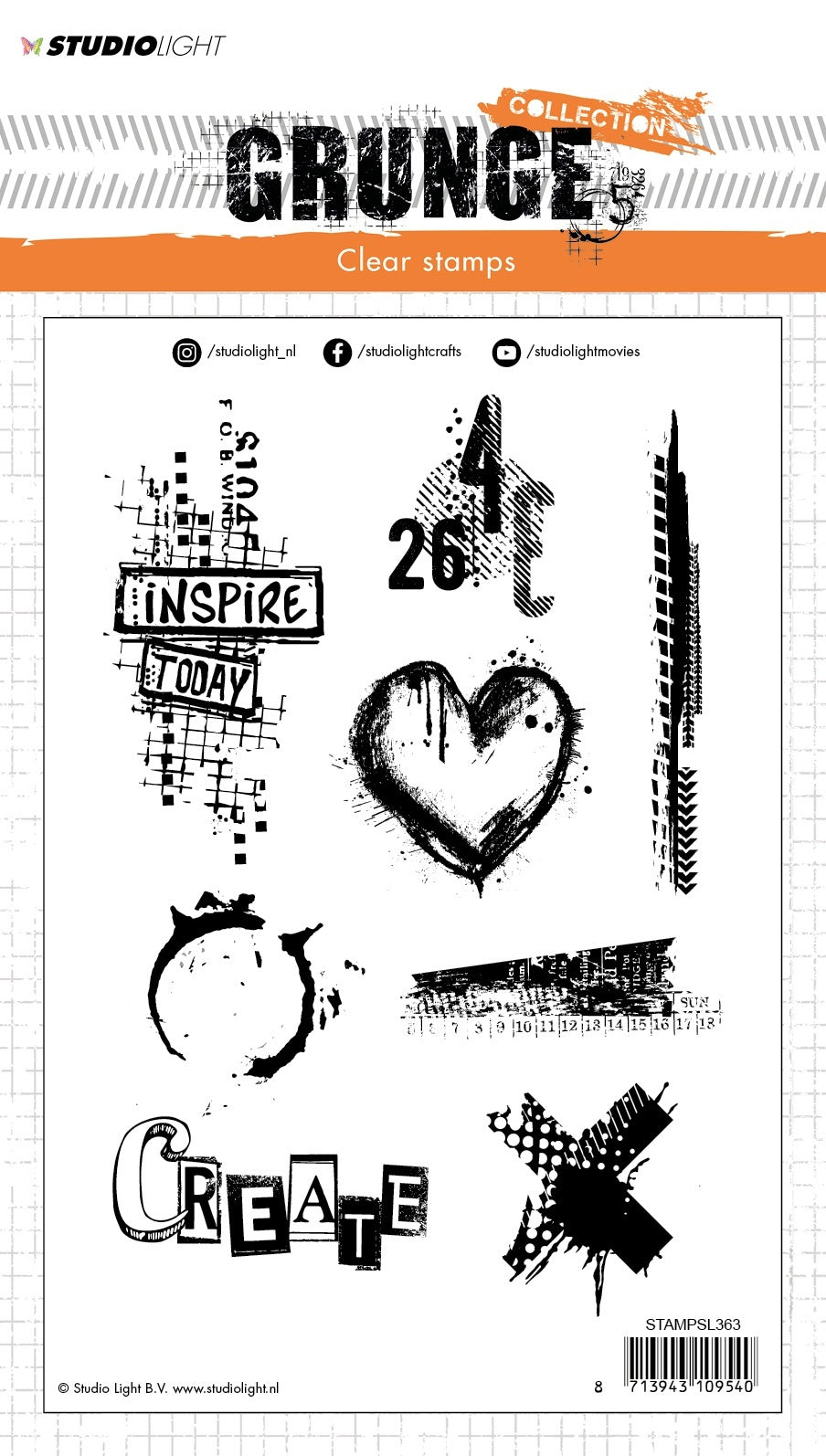 Studio Light Grunge 2.0 Collection A5 Stamp - NR. 363