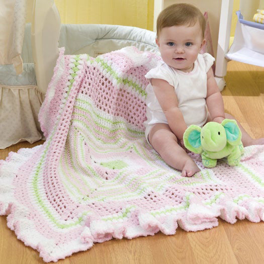 Ruffled Granny Baby Blanket in Red Heart Moon and Stars - WR1986 - Downloadable PDF