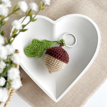 Acorn with leaf crochet pattern keychain charm Amigurumi pattern PDF Keyring bag charm Crochet car hanger