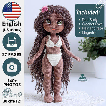 Crochet Doll Base Pattern - 12” Michelle Amigurumi PDF