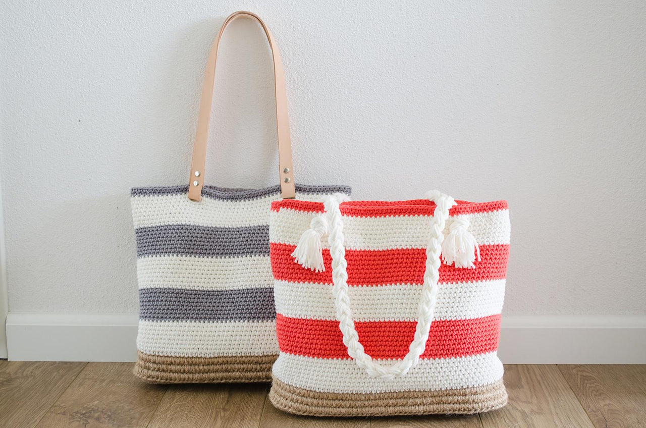Striped beach bag