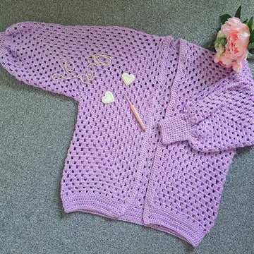 Crochet Lilac Hexagon Cardigan Pattern