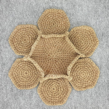Jute hexagon coasters with holder