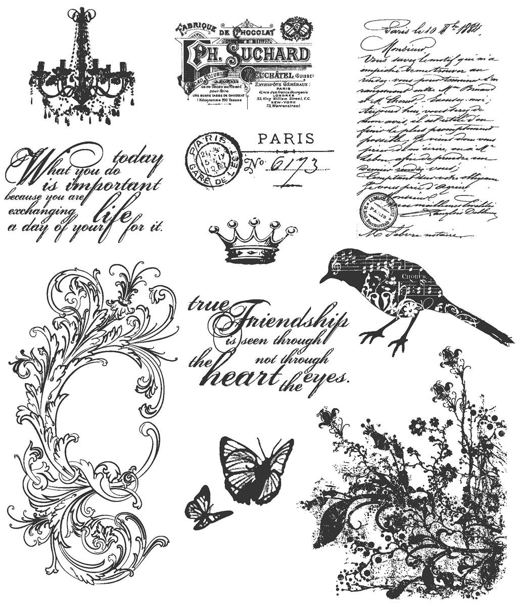 Stampers Anonymous Tim Holtz Cling Stamps 7"X8.5" - Shabby French