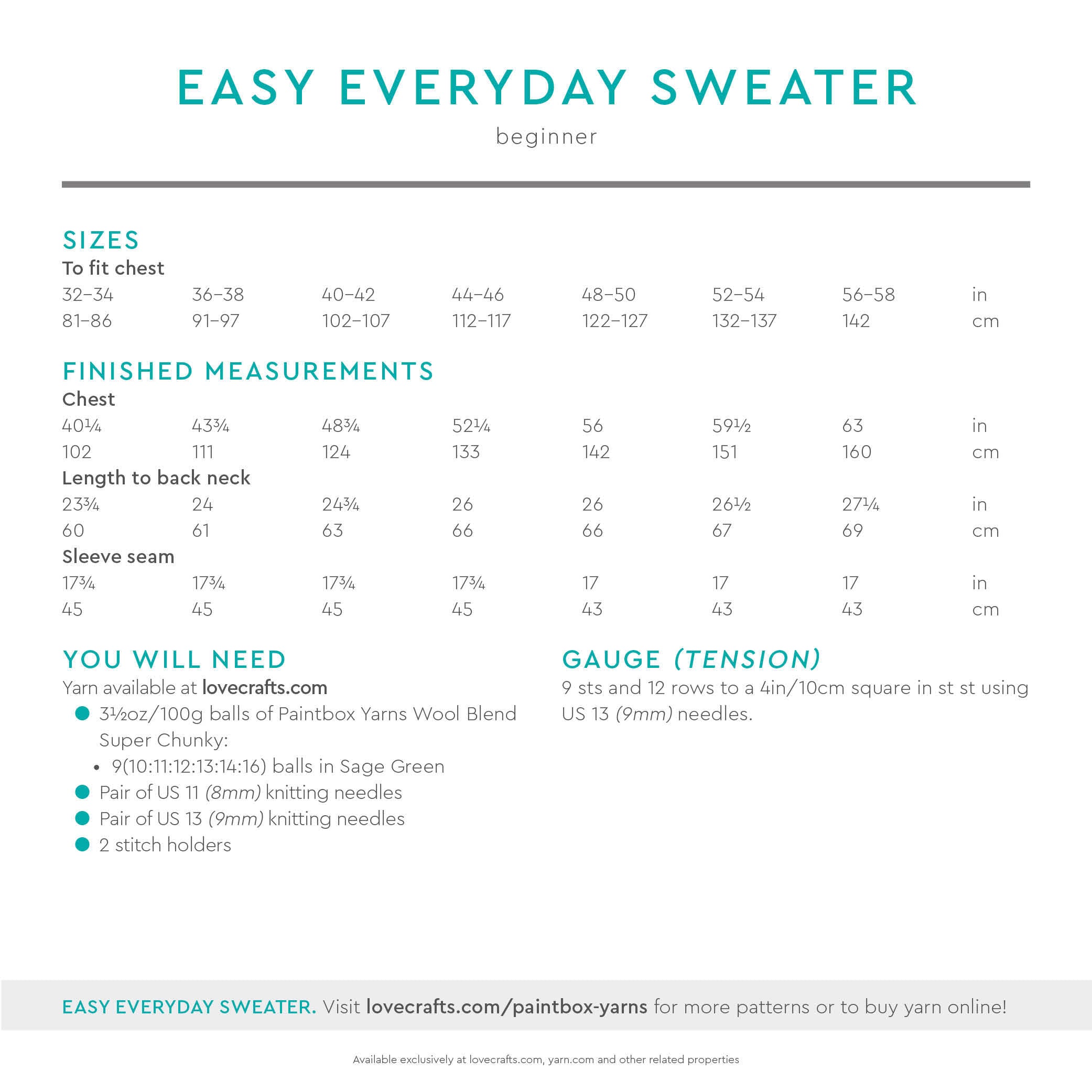 Easy Everyday Sweater - Free Jumper Knitting Pattern for Women in Paintbox Yarns Wool Blend Super Chunky