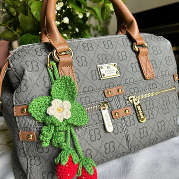 Crochet strawberry keyring