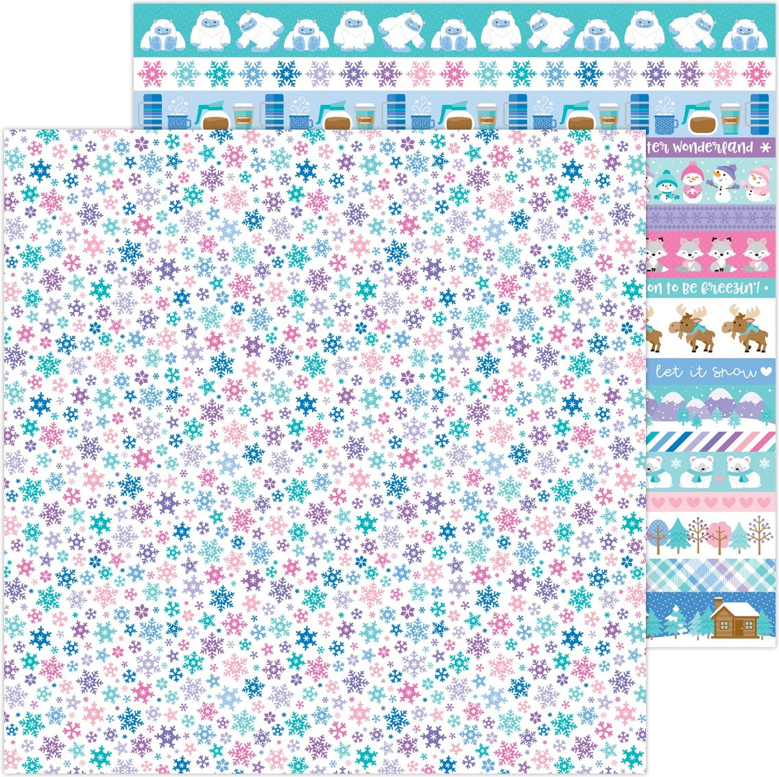 Doodlebug Winter Wonderland Double-Sided Cardstock 12"X12" 25/Pkg - Snow Wonder