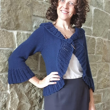 Jade - Lady’s 8ply jacket with lace edges