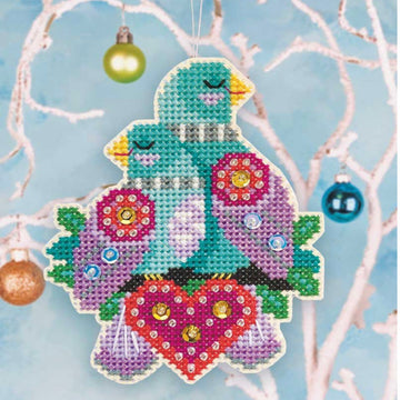 Satsuma Street Turtle Doves Cross Stitch Kit - 3in x 4in