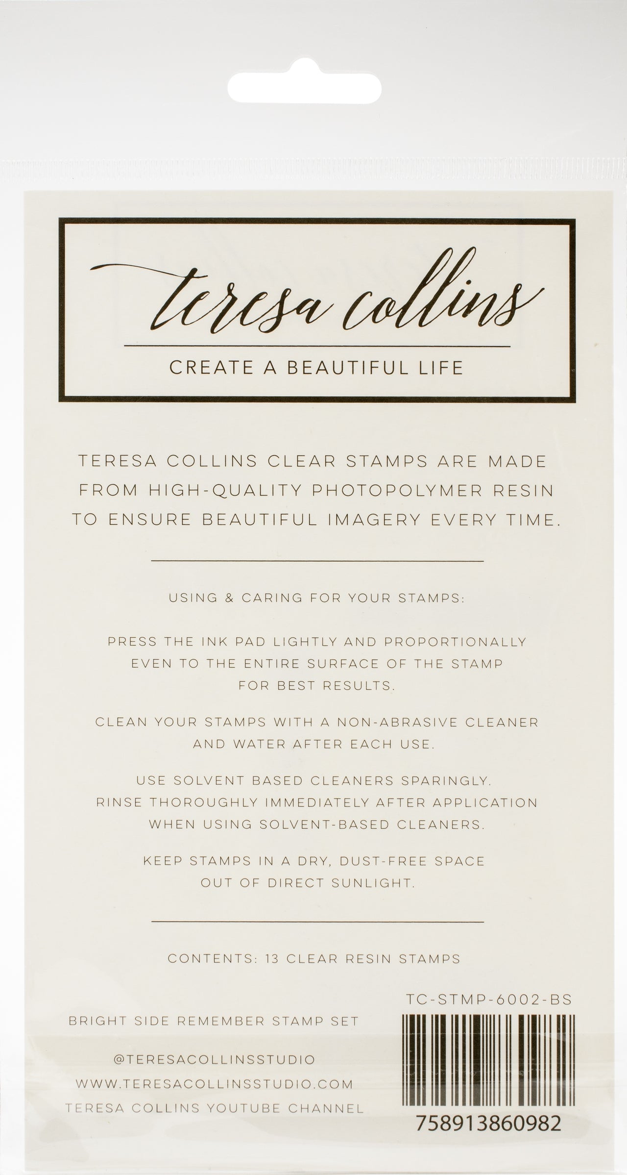 Teresa Collins Clear Stamp Set - Brightside, Remember