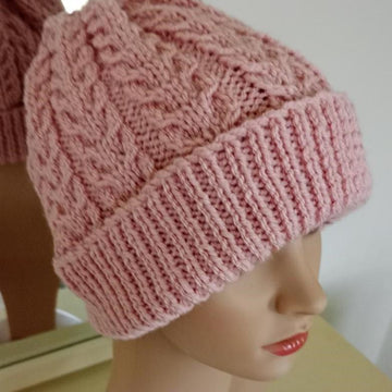 Easy Lace Cable Hat Womens Mens Unisex Straight Needles