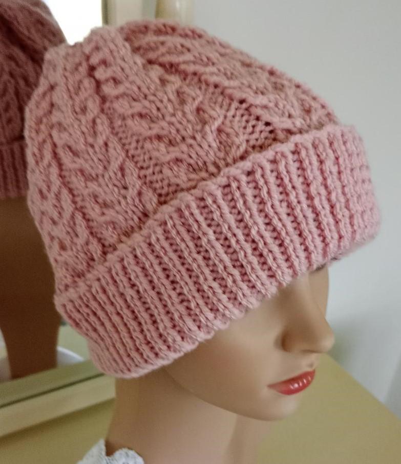 Easy Lace Cable Hat Womens Mens Unisex Straight Needles