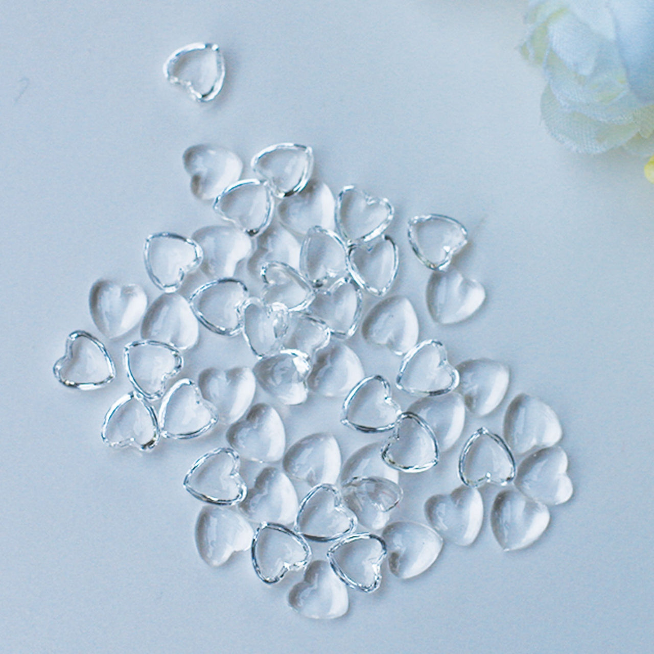 Dress My Crafts Water Droplet Embellishments 100/Pkg - Clear Heart Droplets 1