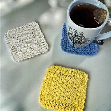 Crossed Stitch Dishcloth and Coasters