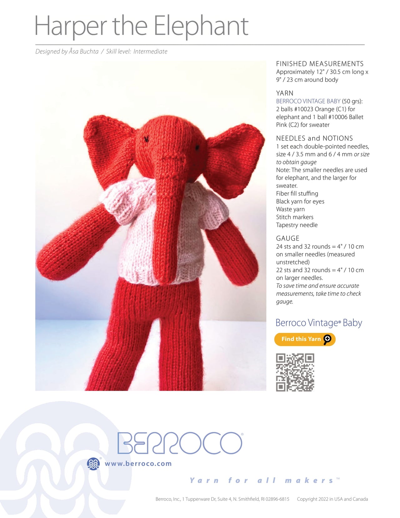 Berroco Harper the Elephant PDF