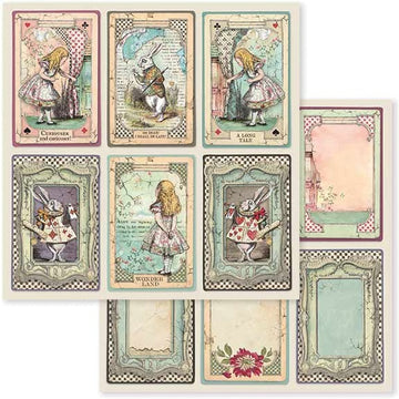 Stamperia Intl Stamperia Double-Sided Cardstock 12"X12" 10/Pkg - Alice Cards