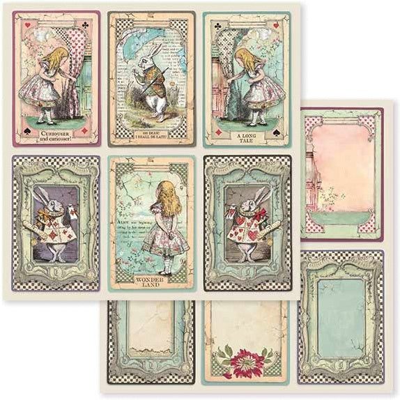 Stamperia Intl Stamperia Double-Sided Cardstock 12"X12" 10/Pkg - Alice Cards