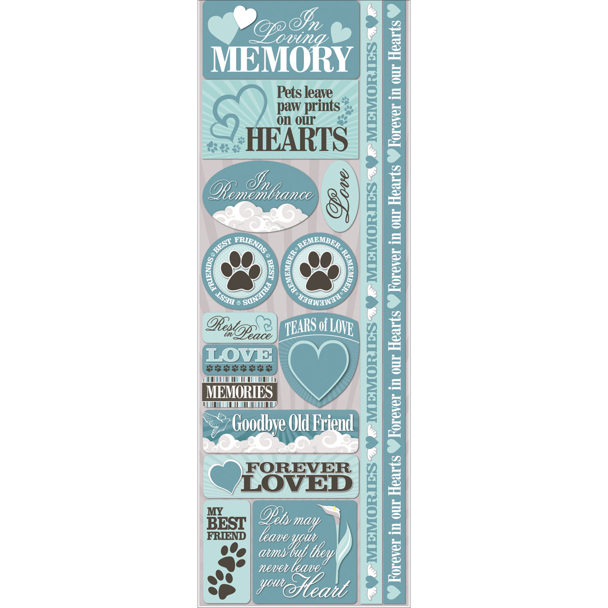 Reminisce Signature Series Cardstock Combo Sticker 4.25"X12" - Pet Loss