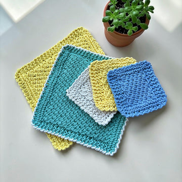 Crossed Stitch Dishcloth and Coasters