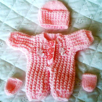 Dolls knitting pattern for 5-8 inch Berenguer, Romper suit, Hat & Boots
