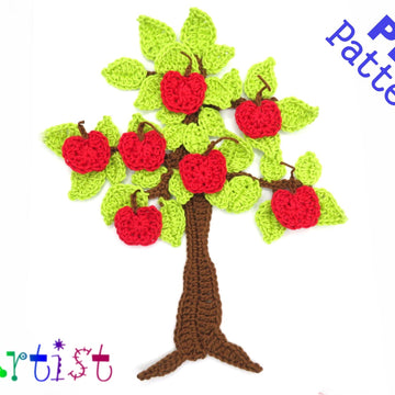 Tree set crochet applique pattern